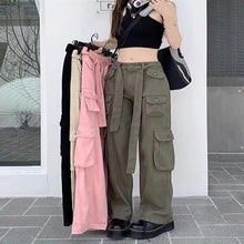 Load image into Gallery viewer, New Vintage Multi Pocket Vintage Overalls Women Drag Cool Street Loose Straight Pants Trend
