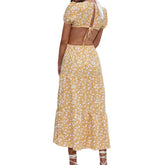 New Floral Dress Sexy Chiffon Backless Big Swing Beach Skirt - foxberryparkproducts