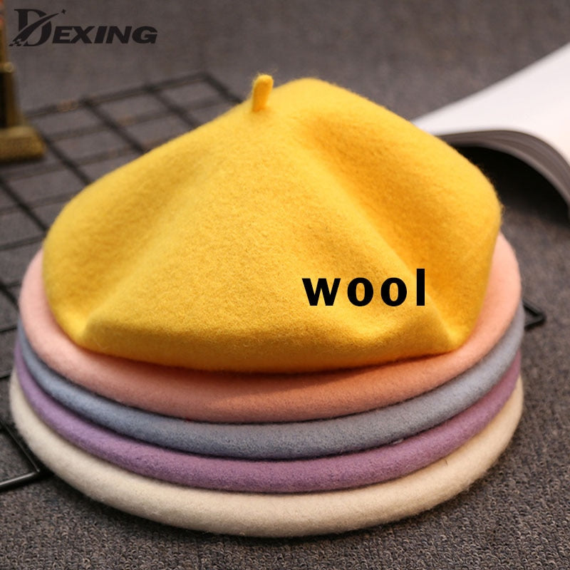 Autumn Winter Hat 100%  Wool Thick  Berets French Artist Beret - foxberryparkproducts