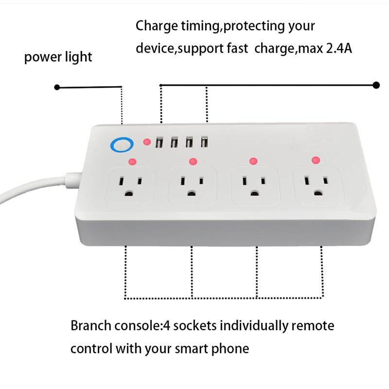 Smart Power Strip,WiFi Power Bar Multiple Outlet Extension Cord - foxberryparkproducts