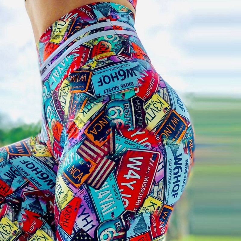 S-3XL New arrival Women Leggings Workout Sport Legging Digital Print Stretch Fitness Running Pants High Waist Push Up Leggins - foxberryparkproducts