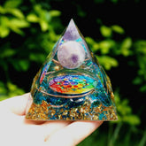 Handmade Amethyst Crystal Sphere Orgone Pyramid Copper Blue Quartz EMF Protection Energy Orgonite - foxberryparkproducts