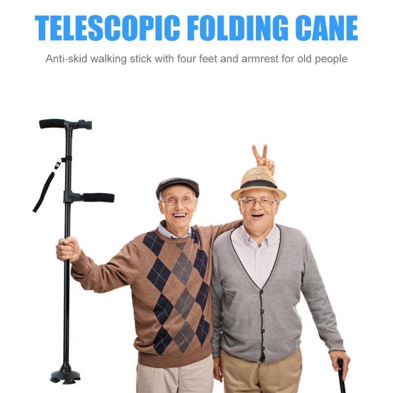 Telescopic Hurry Trusty Cane  Folding Canes LED Light Aged Walking Sticks Poles for the Elder ski camp telescopic baton outdoor hiking poles crutch - foxberryparkproducts