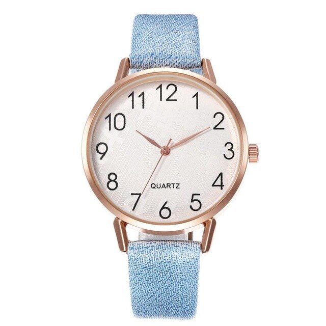 Simple Number Dial Ladies Watches Leather Strap Quartz - foxberryparkproducts