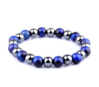 Royal Blue Tiger Eye Bracelet Men's Simple Obsidian Couple Friendship Bracelet（B200036 B200037） - foxberryparkproducts