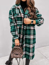 Load image into Gallery viewer, Spring And Autumn New Women&#39;s Plaid Brushed Medium Long Woolen Coat
