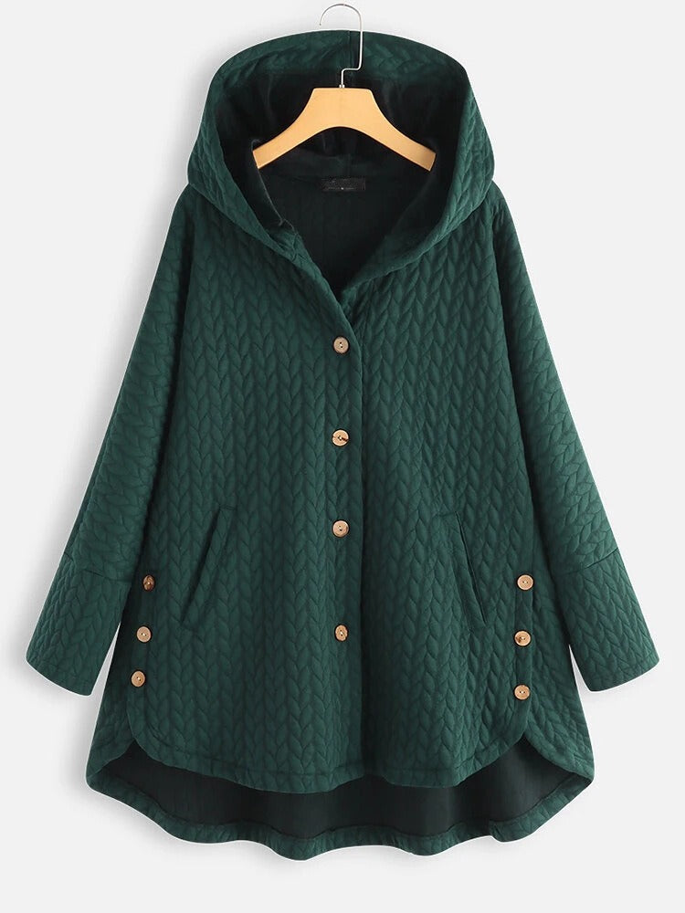 Fashion Women's Cotton Padded Jacket Hooded Medium Long Coat Casual Warm Cotton Padded Jacket In Autumn And Winter
