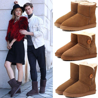 Casual classic warm wear-resistant anti-slip Genuine Leather men's and womens snow boots - foxberryparkproducts