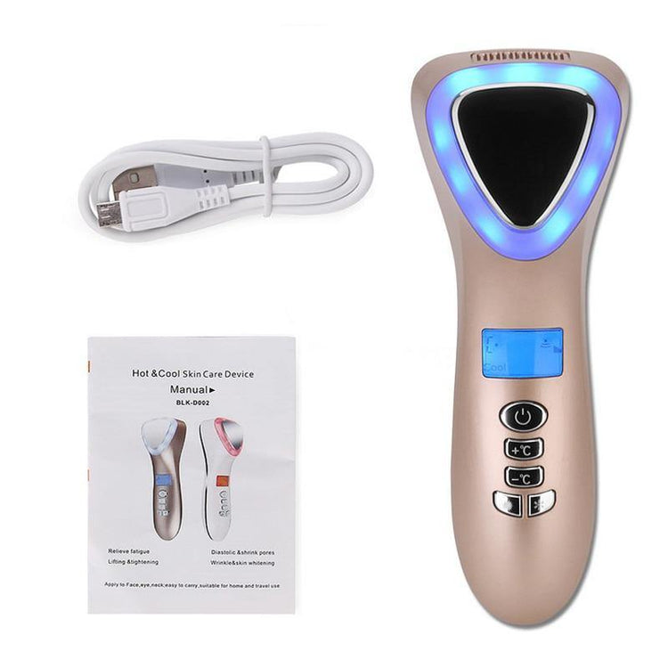 Ultrasonic Cryotherapy LED Hot Cold Hammer Facial Lifting Vibration Massager - foxberryparkproducts