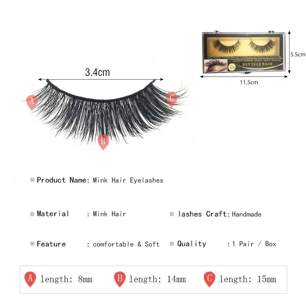 Natural Lashes Lightweight 100% Mink False Eyelashes - foxberryparkproducts
