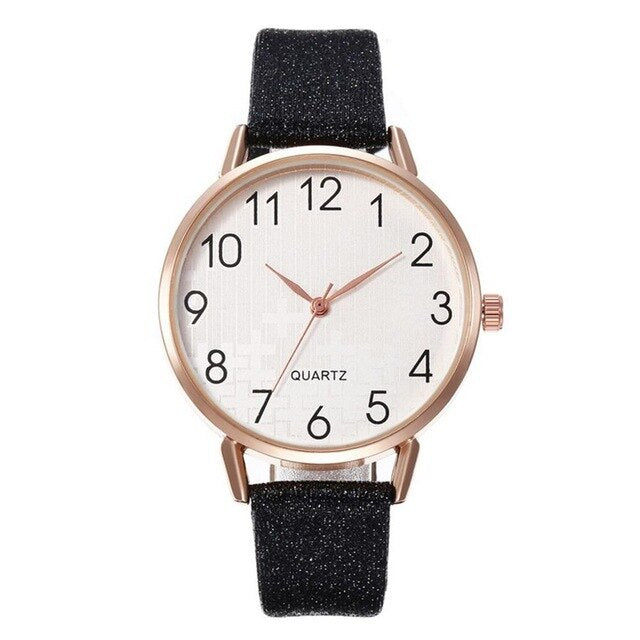 Simple Number Dial Ladies Watches Leather Strap Quartz - foxberryparkproducts