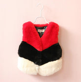 Melario Outerwear&Coats New autumn Winter Fashion Thick Warm Faux Fur Vest cute V-Neck Fur Patchwork Vest Girls clothes - foxberryparkproducts
