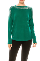 Aaeda Long Sleeve Rhinestone Sweater Top (Additional Colors) - foxberryparkproducts