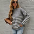 Half High Neck Zipper Striped Pullover Sweater - foxberryparkproducts
