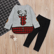 Load image into Gallery viewer, Autumn and Winter Girls Clothes Deer Printed T-shirts+Long Pants - foxberryparkproducts
