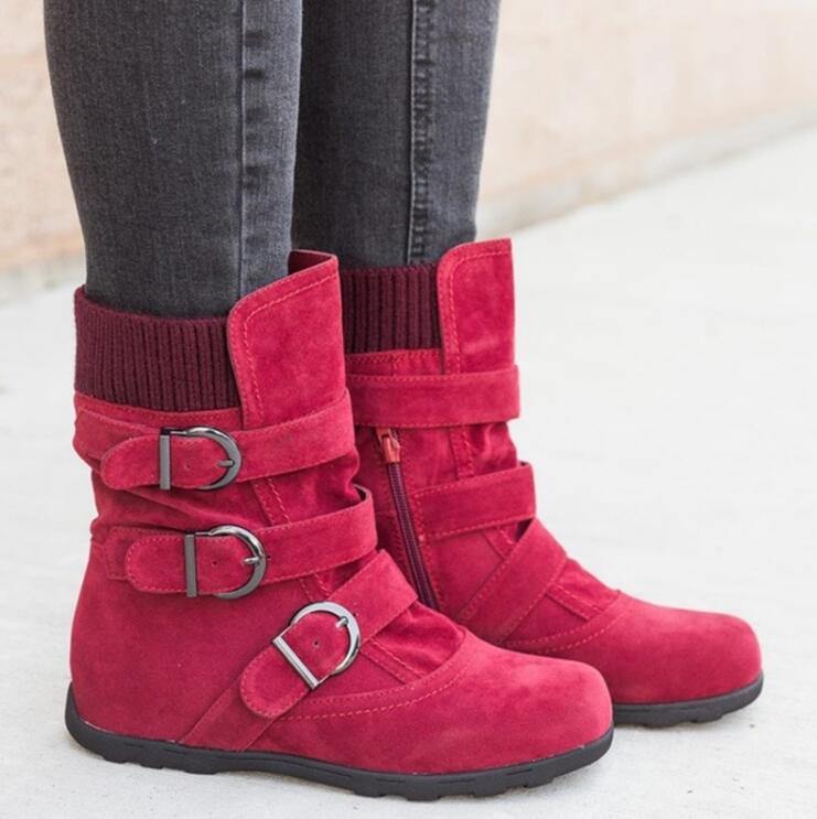 Winter buckled calf women&