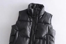 Load image into Gallery viewer, women Black Warm Faux Leather Vest Coat - foxberryparkproducts
