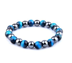 Royal Blue Tiger Eye Bracelet Men's Simple Obsidian Couple Friendship Bracelet（B200036 B200037） - foxberryparkproducts