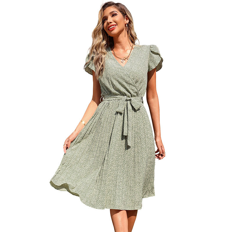 Quality High-End Mid-Waist Solid Color Cotton Green Mid-Length Skirt - foxberryparkproducts