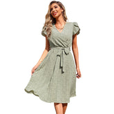 Quality High-End Mid-Waist Solid Color Cotton Green Mid-Length Skirt - foxberryparkproducts