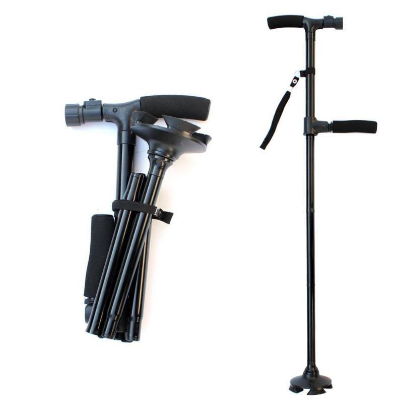 Telescopic Hurry Trusty Cane  Folding Canes LED Light Aged Walking Sticks Poles for the Elder ski camp telescopic baton outdoor hiking poles crutch - foxberryparkproducts