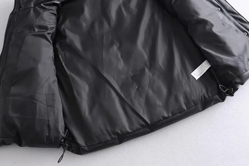 women Black Warm Faux Leather Vest Coat - foxberryparkproducts