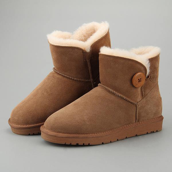 Casual classic warm wear-resistant anti-slip Genuine Leather men's and womens snow boots - foxberryparkproducts