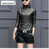 Plus Size Women Pu Turtleneck Blouse Metallic Long Sleeve faux leather Wet Look shirts op Ladies - foxberryparkproducts