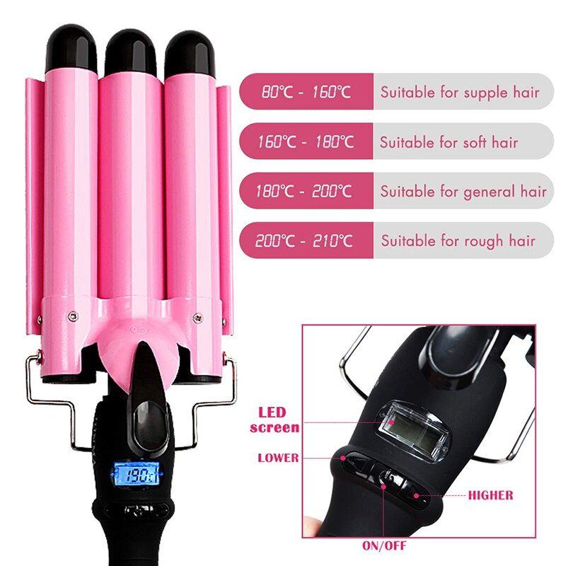 New Arrival Hair Curling Iron LED Ceramic Triple Barrel Hair Curler Irons - foxberryparkproducts