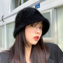 Load image into Gallery viewer, Winter women&#39;s fashion Solid color rabbit fur hat bucket cap - foxberryparkproducts
