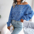 Ins Autumn Winter Fashion Colorful Fried Dough Twist Long Sleeve Off Shoulder Knitted Sweater
