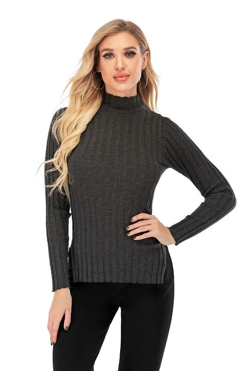 Women's Wool Long Sleeve Mock Neck Sweater - foxberryparkproducts