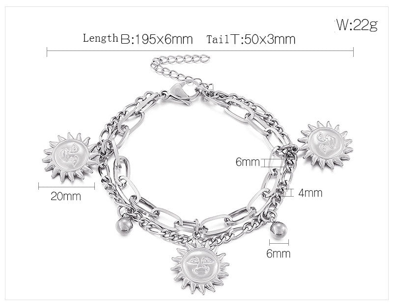 Fashion Bracelet ins Double Titanium Steel Bracelet Cold Style Men&