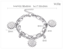 Load image into Gallery viewer, Fashion Bracelet ins Double Titanium Steel Bracelet Cold Style Men&#39;s and Women&#39;s Sun Pendant Bracelet - foxberryparkproducts
