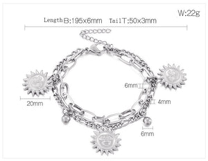 Fashion Bracelet ins Double Titanium Steel Bracelet Cold Style Men's and Women's Sun Pendant Bracelet - foxberryparkproducts