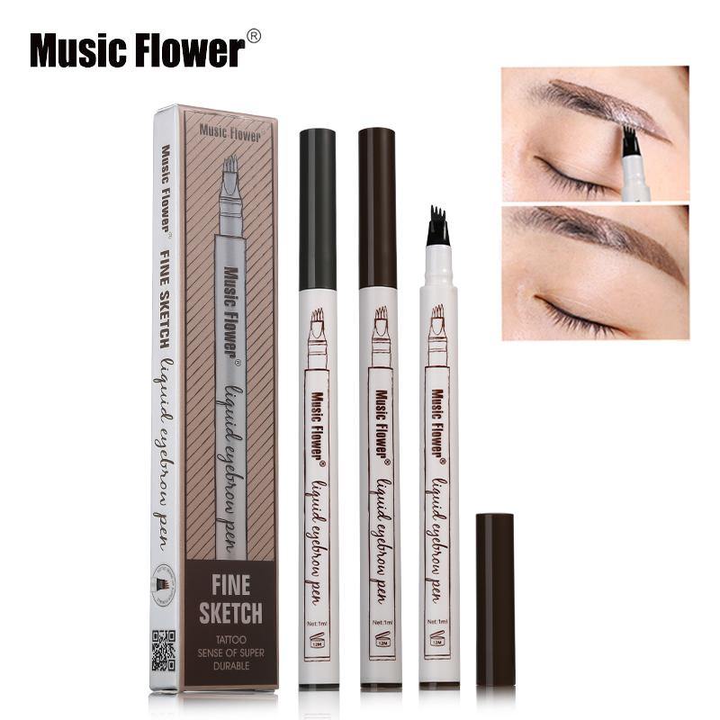 Music Flower Brand Makeup 3 Colors Fine Sketch Liquid Eyebrow Pen - foxberryparkproducts