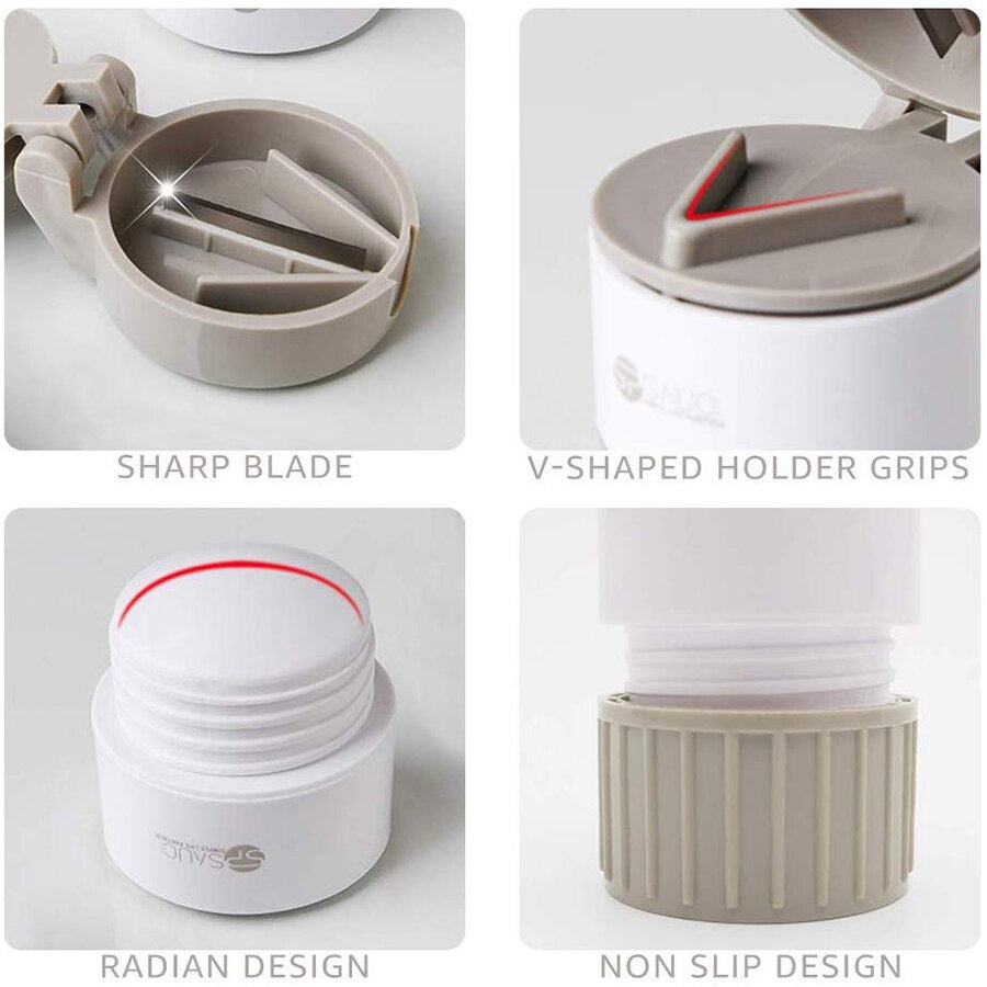 4 In 1 Portable Pill Case Medicine Splitter Powder Home Grinder Pill Cutter - foxberryparkproducts
