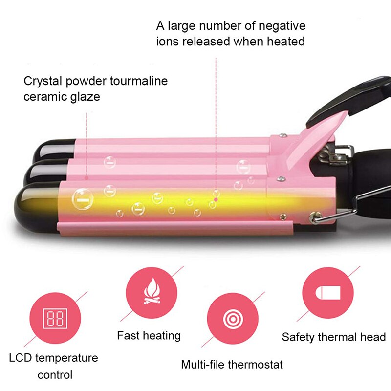 New Arrival Hair Curling Iron LED Ceramic Triple Barrel Hair Curler Irons - foxberryparkproducts