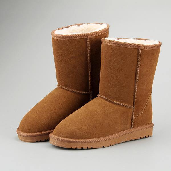 Casual classic warm wear-resistant anti-slip Genuine Leather men's and womens snow boots - foxberryparkproducts