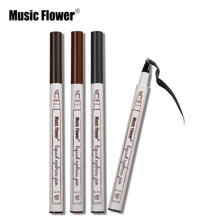Music Flower Brand Makeup 3 Colors Fine Sketch Liquid Eyebrow Pen - foxberryparkproducts