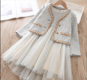 Girls teens party dress chic Dress Suits 2pic Elegant Autumn Winter Fragrance Vest - foxberryparkproducts