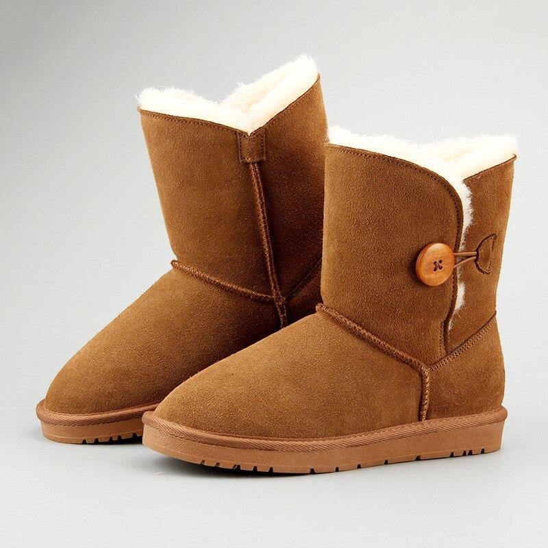 Casual classic warm wear-resistant anti-slip Genuine Leather men's and womens snow boots - foxberryparkproducts