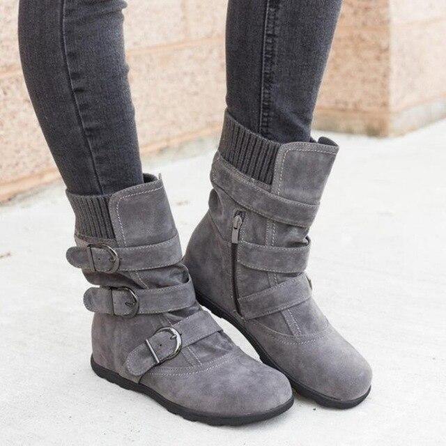 Winter buckled calf women&