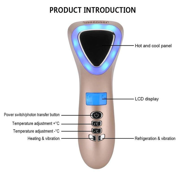 Ultrasonic Cryotherapy LED Hot Cold Hammer Facial Lifting Vibration Massager - foxberryparkproducts