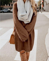 Plush Pullover Long Sweater - foxberryparkproducts