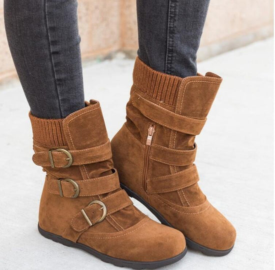 Winter buckled calf women&