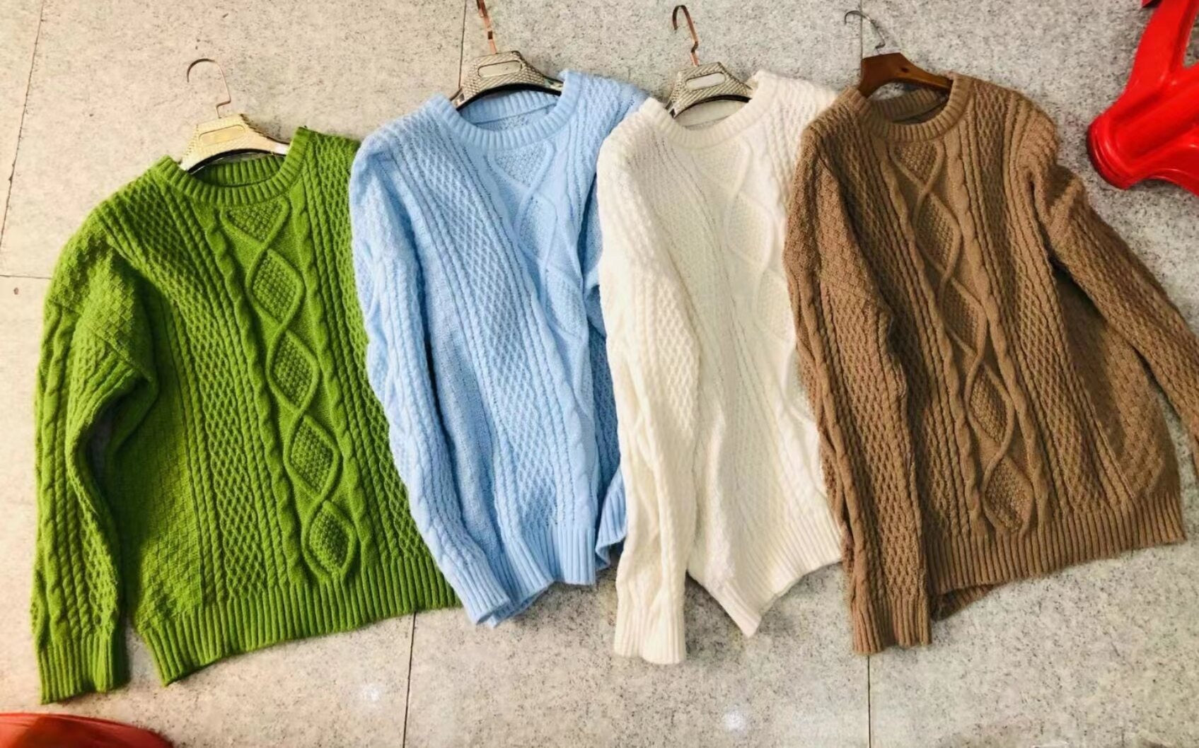 Green Diamond Sweater For Women In Autumn And Winter Thickened Loose Retro Lazy Style Sweet Fried Dough Twist Knitting Top