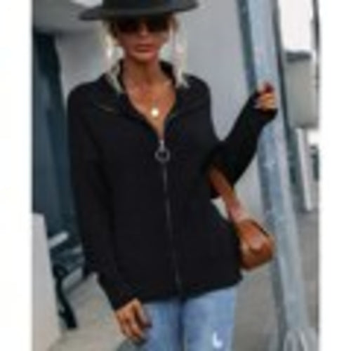 Zip-Up Sweaters For Women Knit Tops - foxberryparkproducts