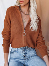 Zip-Up Sweaters For Women Knit Tops - foxberryparkproducts