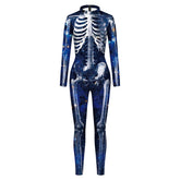 VIP FASHION Adult Skeleton Print Halloween Cosplay For Women Ghost Jumpsuit - foxberryparkproducts